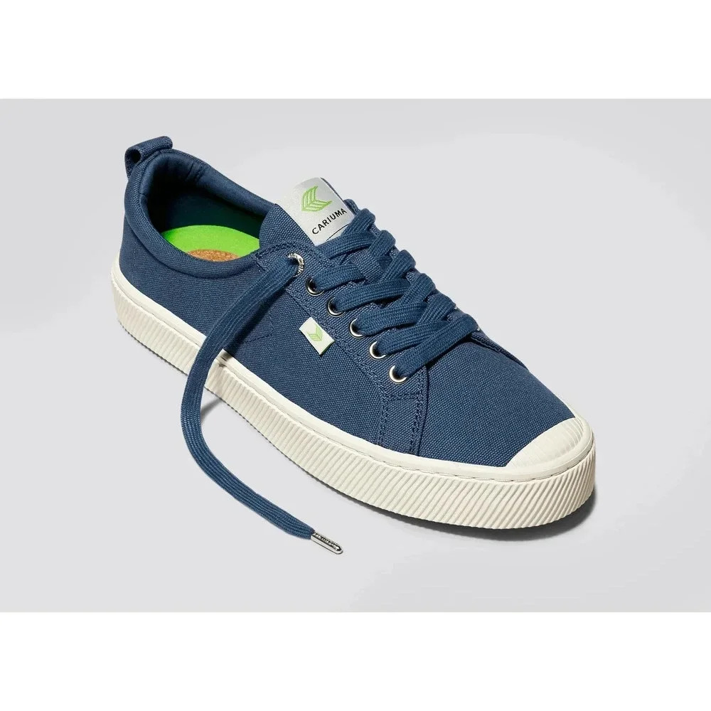 New Cariuma Oca Low Top Lace Up Canvas Sneakers Shoes Navy Blue Unisex W5.5 M4